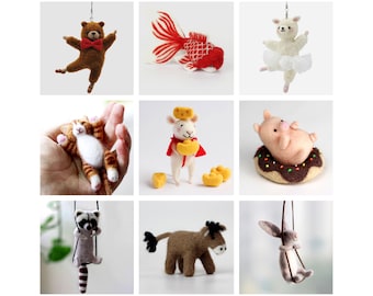 9 Designs Needle Felting Kit - Customize Your Kit for Christmas Craft Kit - Easy for Beginners 4&quot; (10cm) - Gift for Mom, Grandma