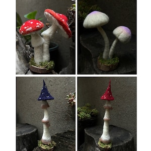 Fairy Mushroom Needle Felting Kits Gift for Mom Easy for Beginners with Video Instruction