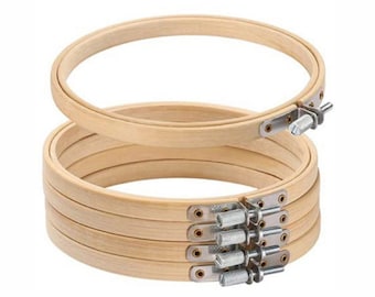 4/5/6/7/8 inch Bamboo Embroidery Hoop Frame for Embroidery Kit, Cross Stitch Kits - 5 Pieces Bamboo Hoops