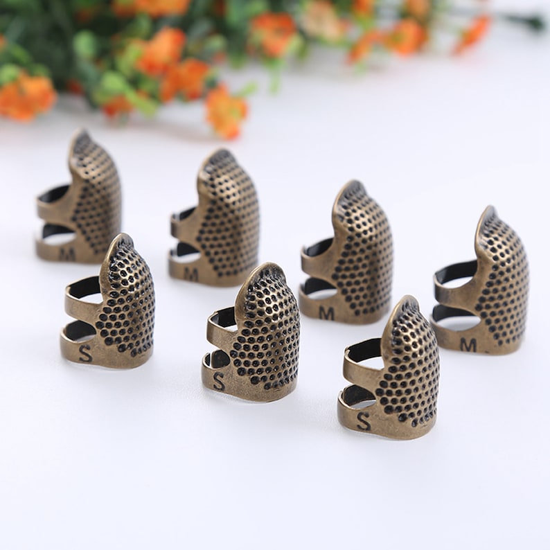 2 Size Sewing Thimble Finger Protector, Sewing Tools Accessories Retro Handwork Sewing Thimble image 8