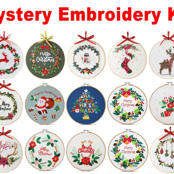 15 Patterns for Christmas Embroidery Kit - Custom Your Own Kit - Easy for Beginners with English Instruction, Full Kit Crafts