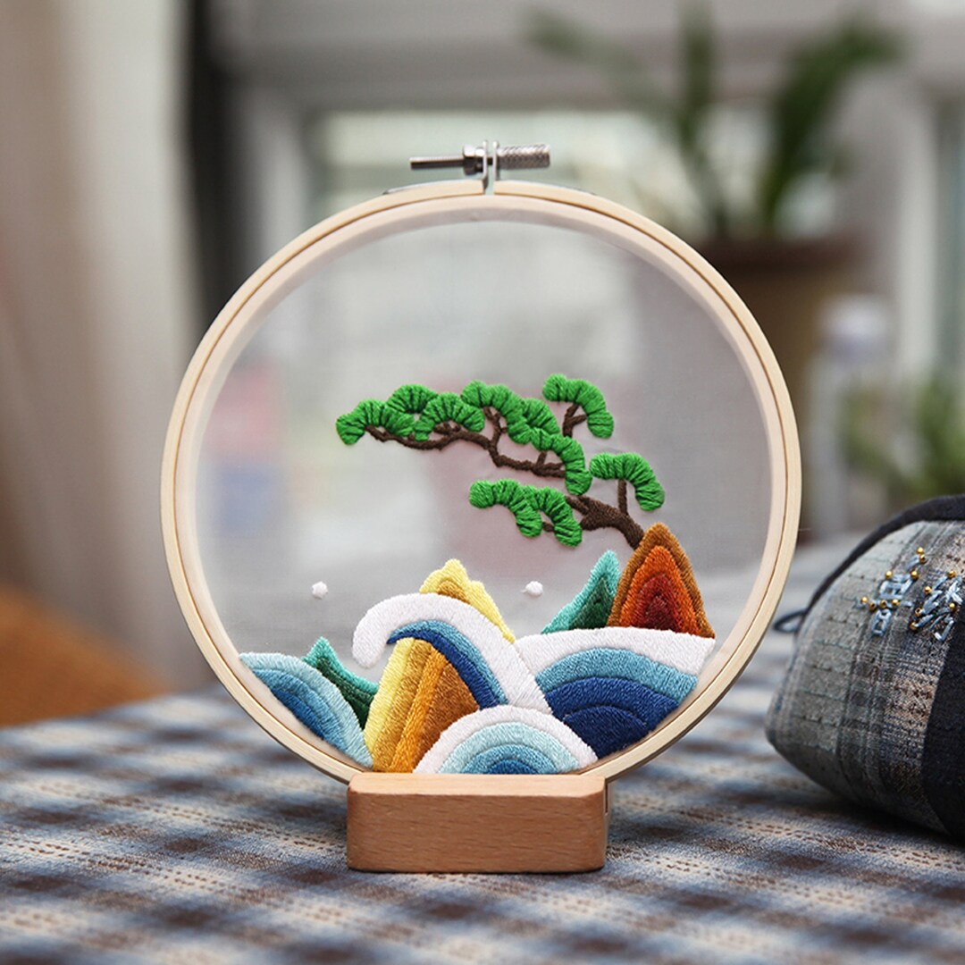 Pine Tree Embroidery Kit (c) Transparent Hoop Art Mother's Day Gift ...