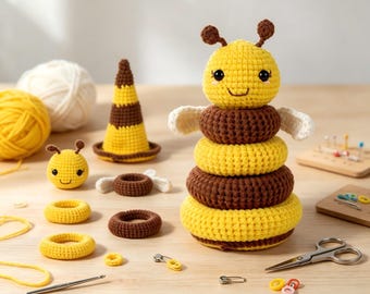 Busy Bee Stacking Crochet Kit for Beginners, DIY Handmade Craft