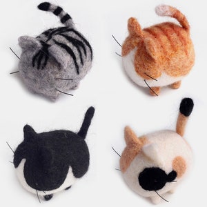 Faceless Cat Needle Felting Kits for Beginners with English Instruction, Felting Supplies with Everything To Make 8x4cm