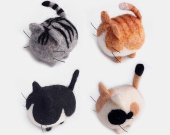 Faceless Cat Needle Felting Kits for Beginners with English Instruction, Felting Supplies with Everything To Make 8x4cm
