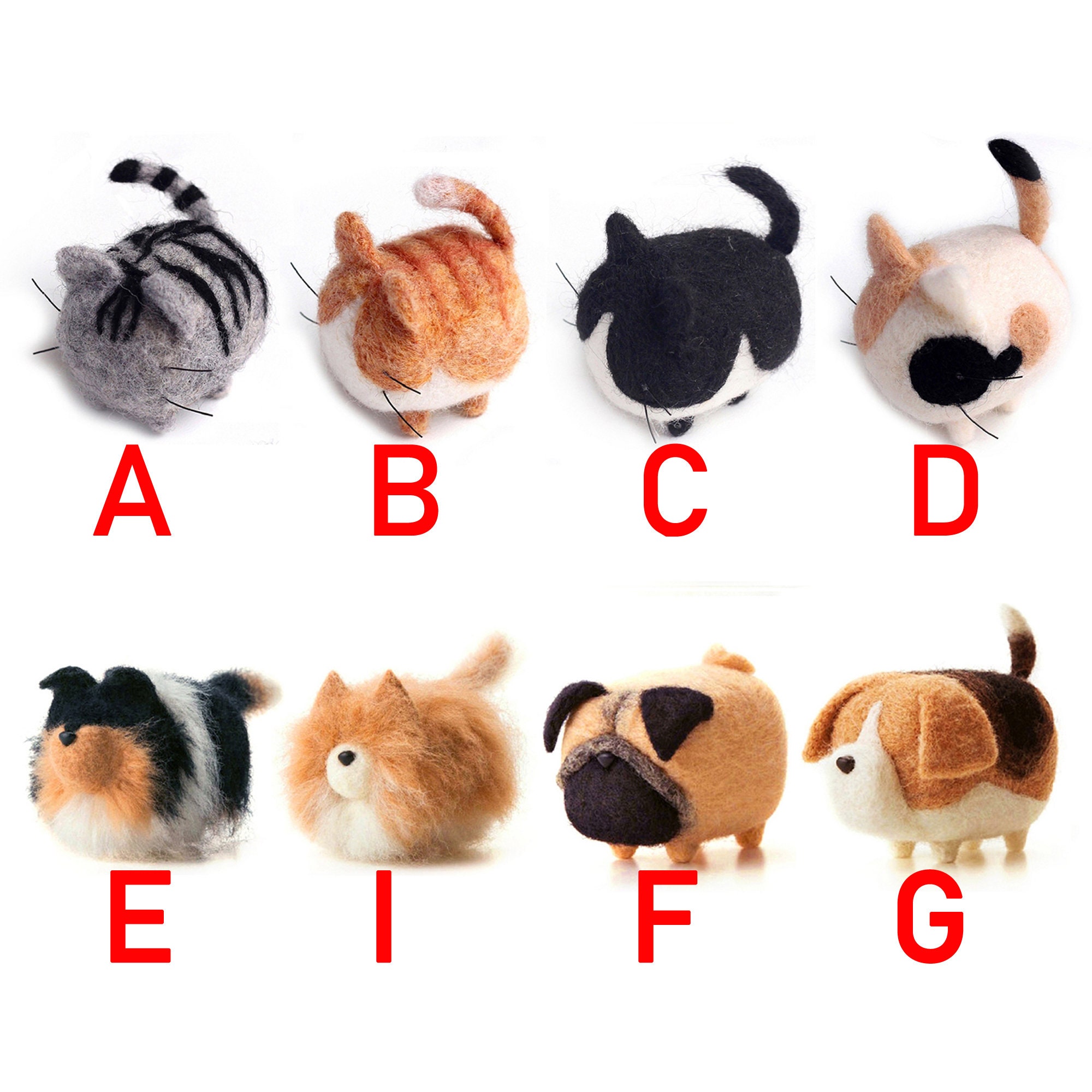 VICASKY Lot de 2 feutres aiguilletés pour chats - Kit de bricolage avec instructions pour débutants - Avec matériel de feutrage à l'aiguille et outils pour projets créatifs - Pour les activités