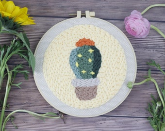 Cactus Punch Needle Kit for Starter Full Craft Kit with Everything to Make, Embroidery Kit, Cross Stitch Kit
