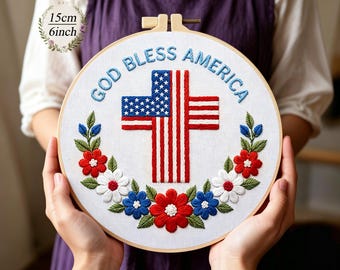 Anniversary Pattern Embroidery Kit for Beginner 250th Independence Day Flag Decoration Craft
