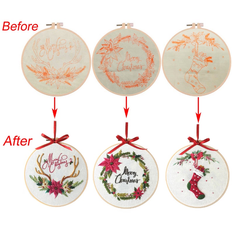 Christmas Embroidery Kit with Enough Tools to Make in English Manual