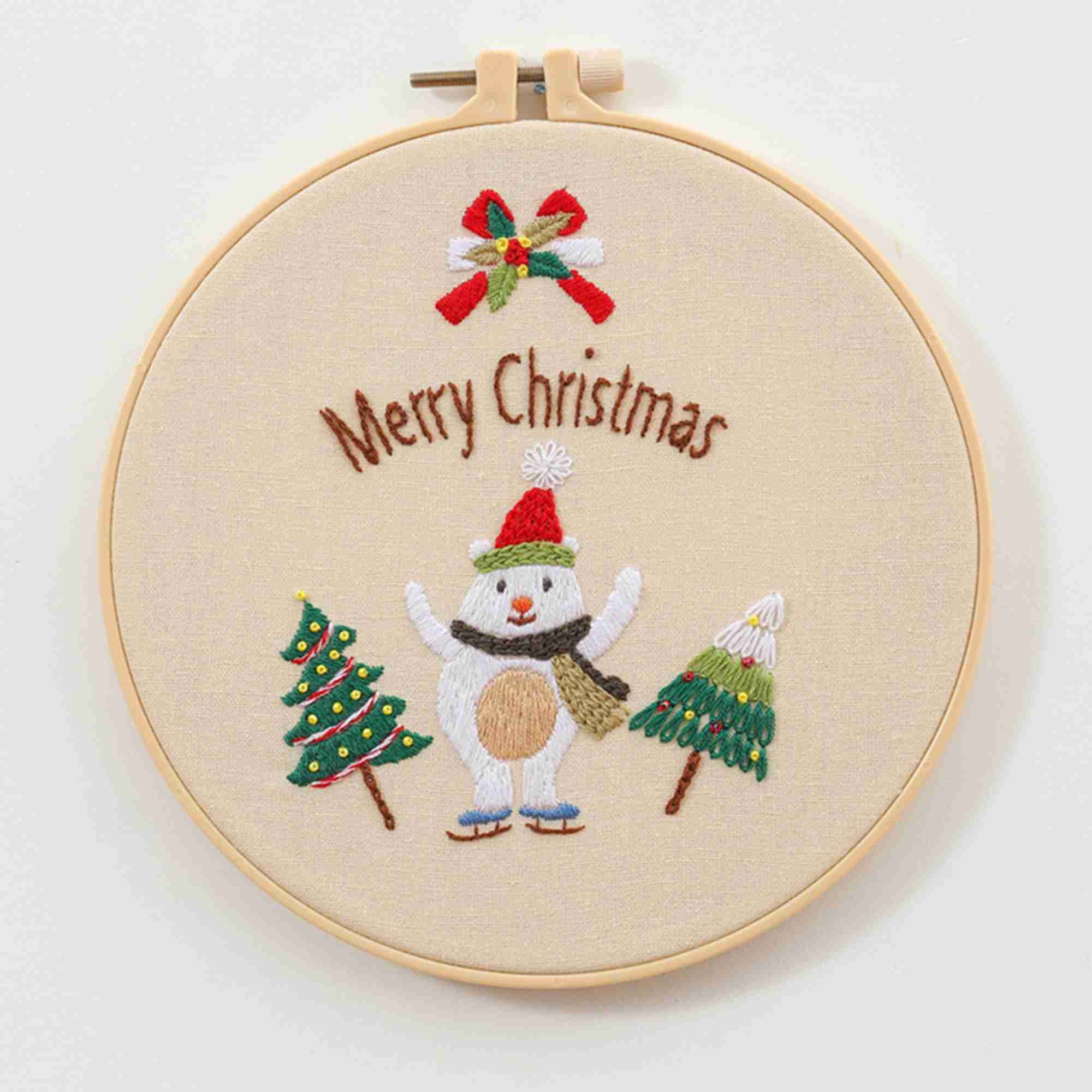 Christmas Embroidery Kit With Pattern, Embroidery Hoop, Color Threads Tools  Kit English Instruction for Beginners 8in/20cm 