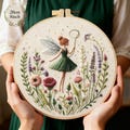 Fairy Embroidery Kit with Hoop, Color Threads and Needles, English Manual for Beginners