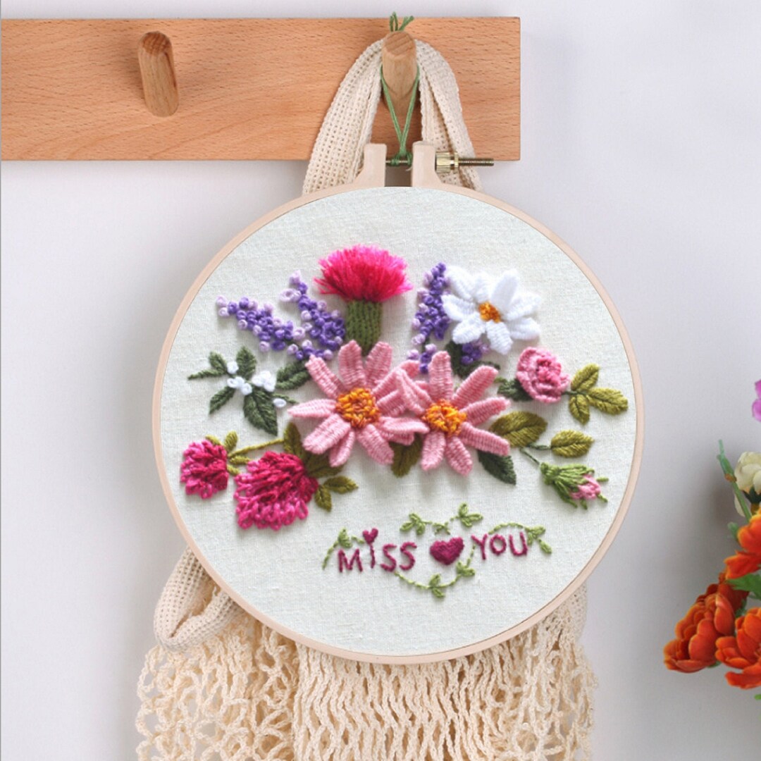 Flower Embroidery Kit for Beginner - 1 Plastic Embroidery