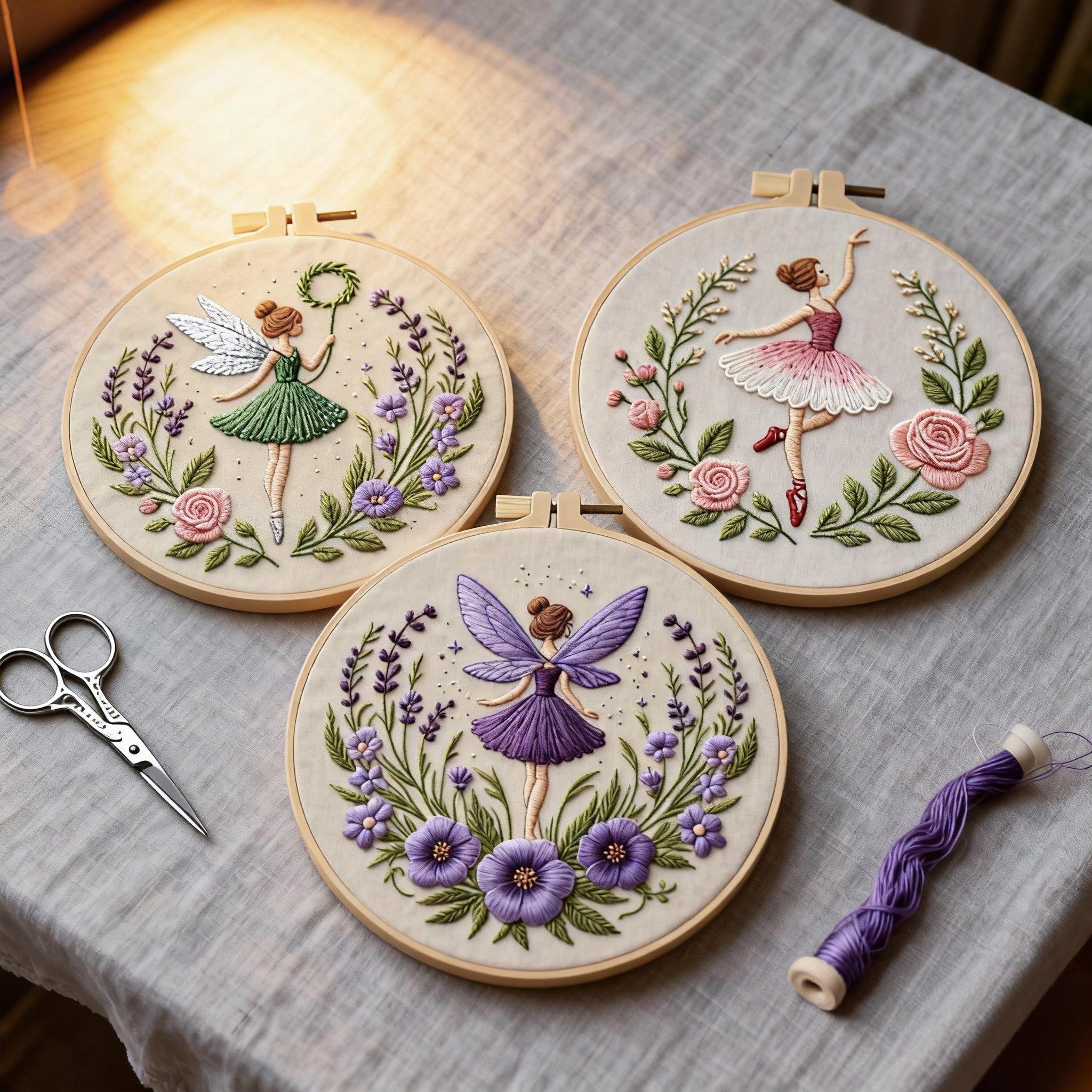 Fairy Embroidery Kit With Hoop, Color Threads and Needles, English ...