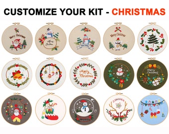 15 Pack Christmas Embroidery Kit Gift for Mom, Home Decor - Custom Your Own Kit - Easy for Beginners English Instruction, Full Kit Crafts