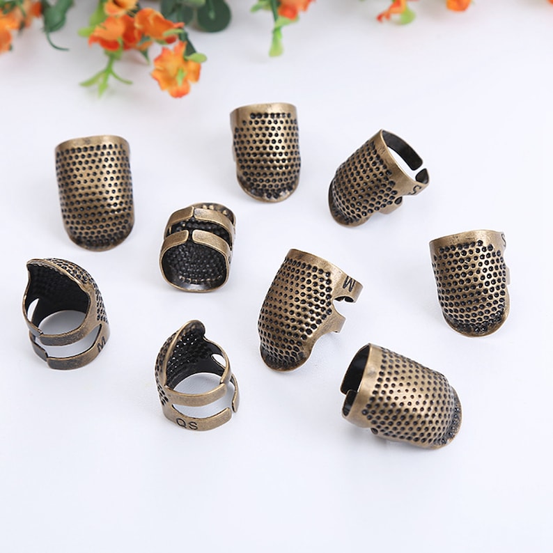 2 Size Sewing Thimble Finger Protector, Sewing Tools Accessories Retro Handwork Sewing Thimble image 9