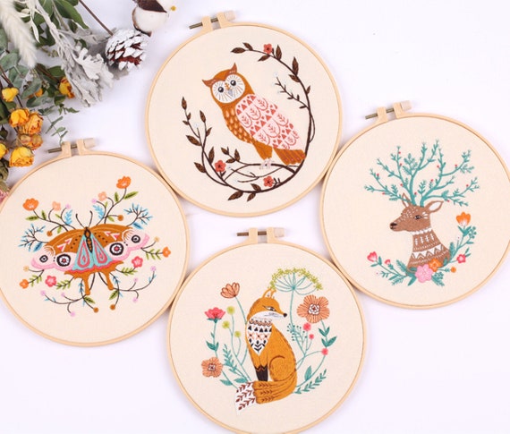 4Pcs Embroidery kits for beginners, Including Indonesia