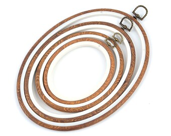 3 Size Ovel Embroidery Hoop Retro Rubber Design for Embroidery Kit - Hoop Art Accessories