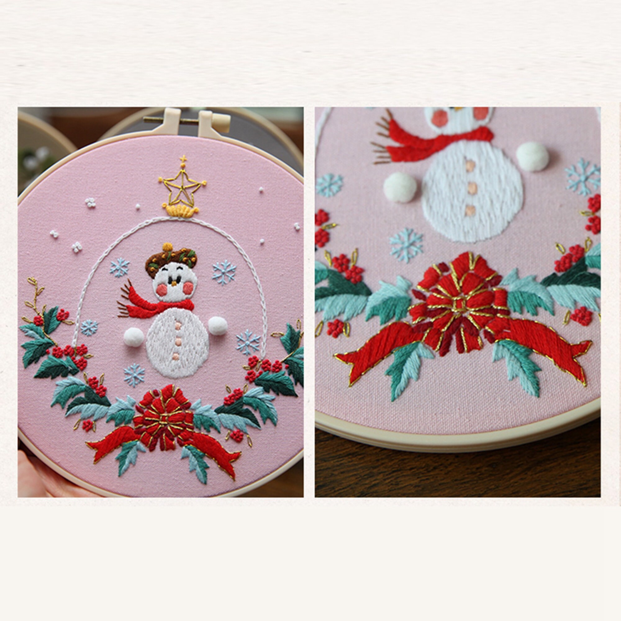 Kit De Broderie De Noël Pour Débutants - Scène De Nativité - Tissu Préimprimé, Fil, Aiguille, Cerceau 15 Cm - Décoration Et Loisir Créatif