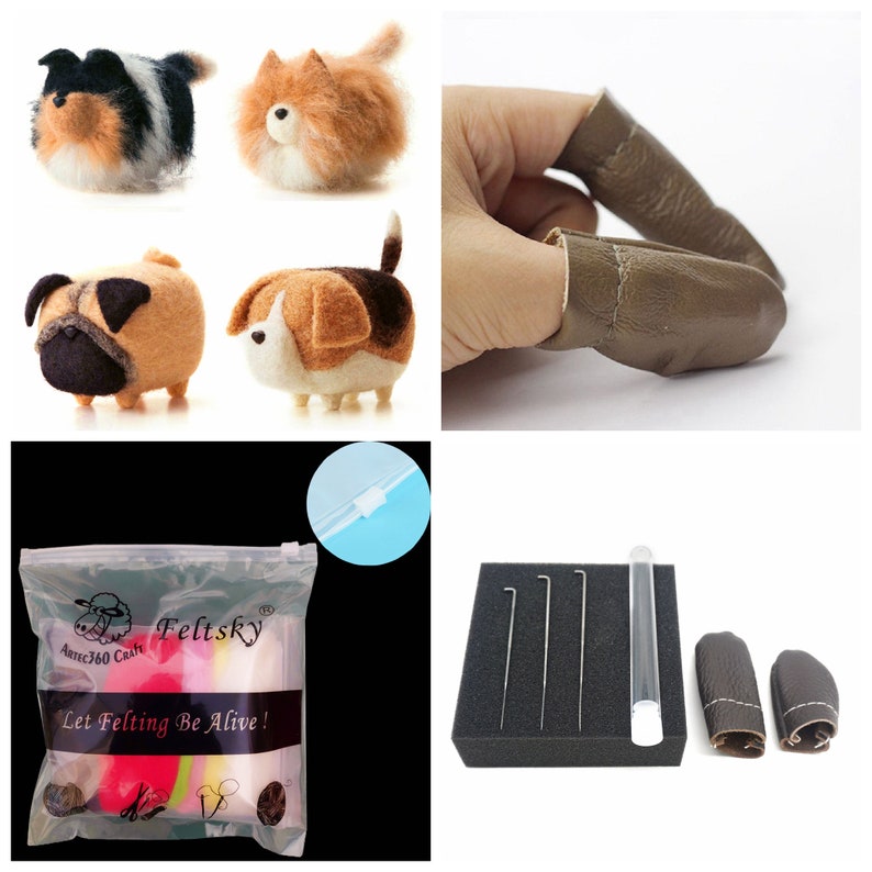 Swing Hase Nadelfilz Kit für Anfänger 10cm Geschenk zum Muttertag 4 Faceless Dog Kits