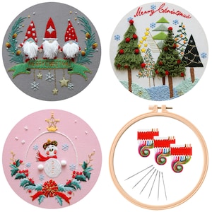 Christmas Embroidery Kit for Beginners Full Set Hanging Decoration for Christmas, Gift for Mom, Kids