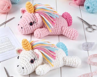 2 Magic Unicorn Crochet Kits for Beginners, DIY Handmade Craft Set