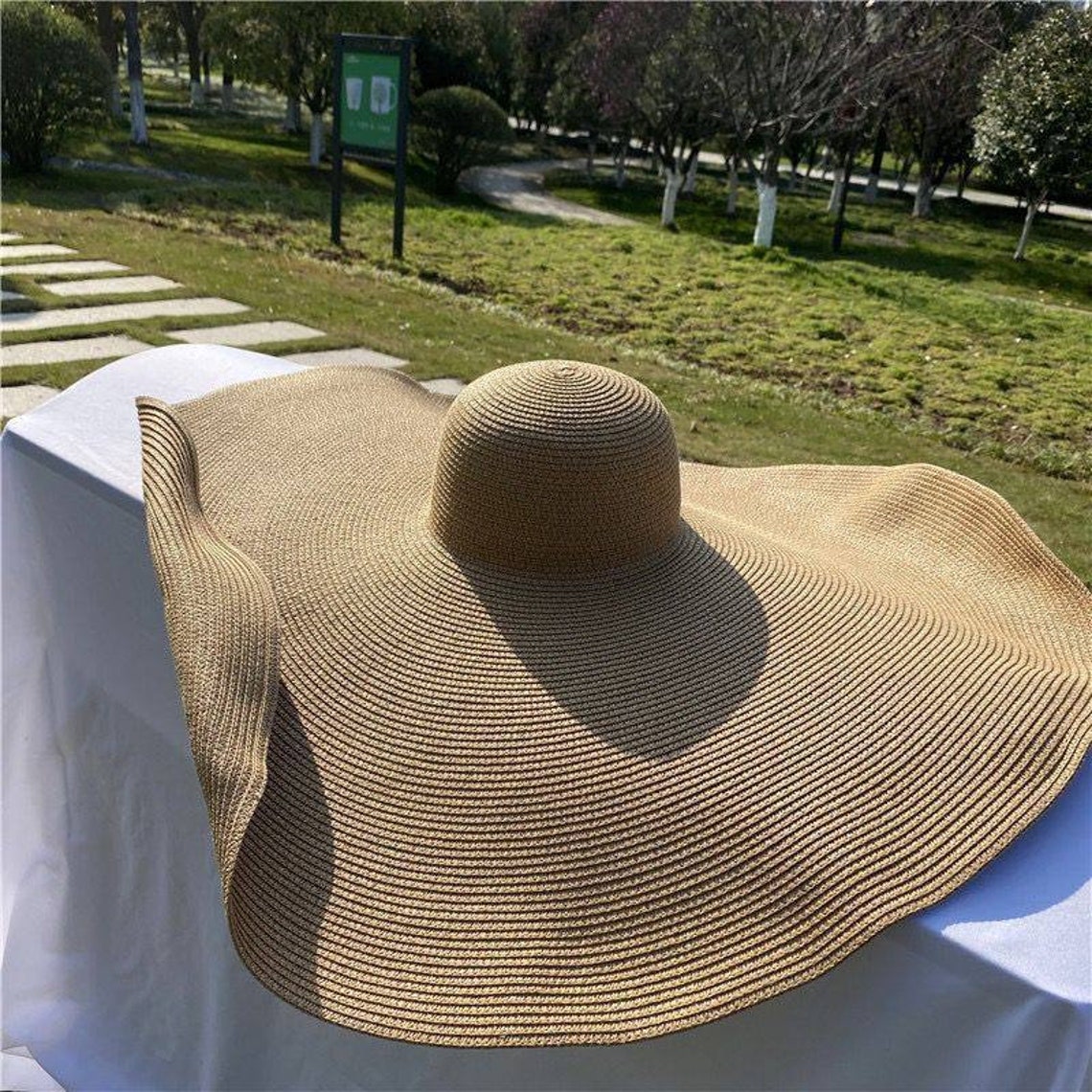 Giant Straw Hat Big Hathat Ladies Beach Hat Sunside Etsy