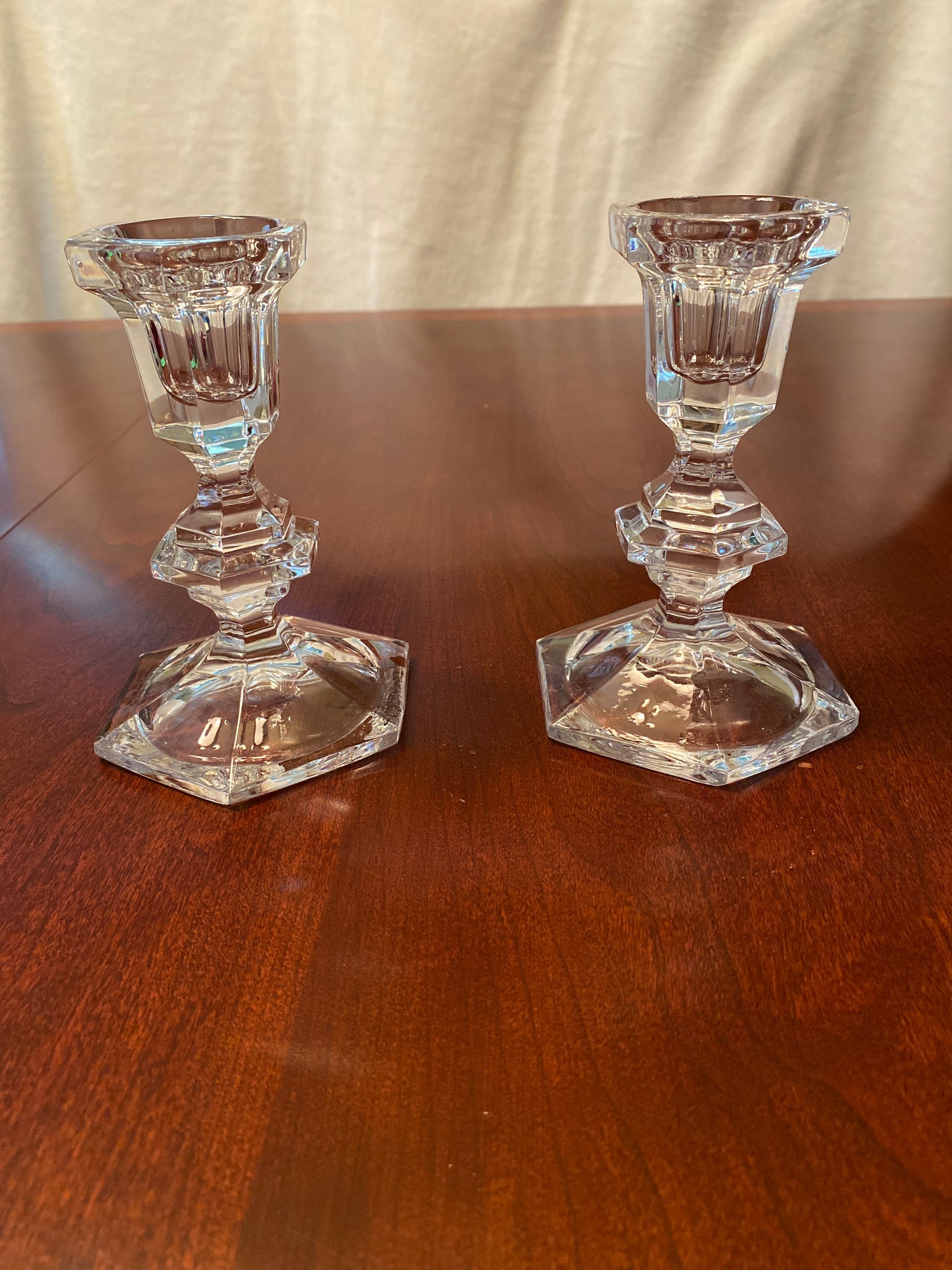 Vintage Crystal Candlestick Holder Set of 2 Etsy.de