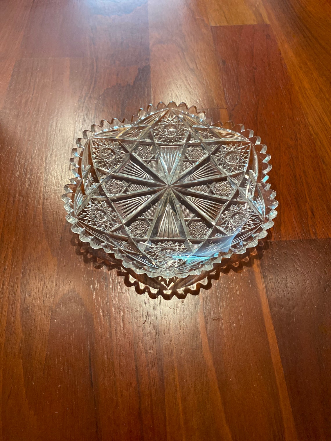 Vintage Crystal 7 Inch Dish With Scalloped Edges Etsy