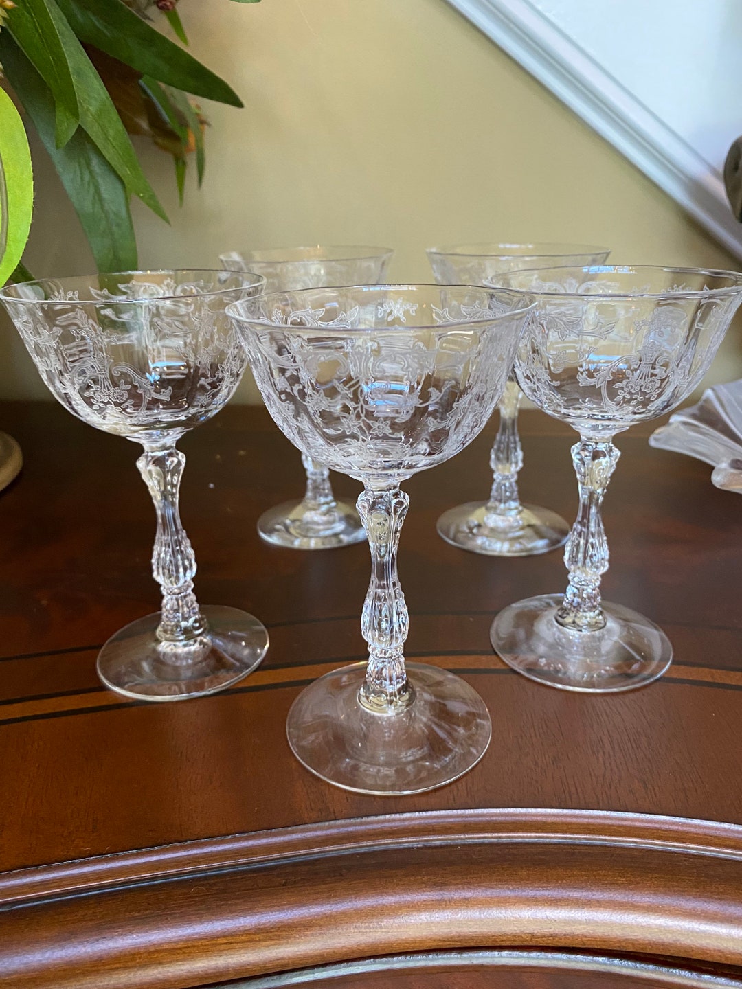 Vintage Fostoria Navarre Clear Champagne Tall Sherbet Glasses Etsy