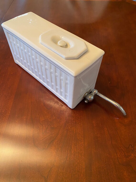 Vintage White Ceramic Water Cooler or Crock Etsy