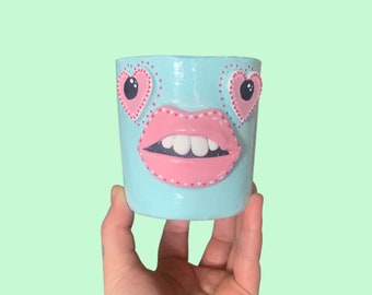 Funny funky face lip pot // quirky home decor // maximalist home