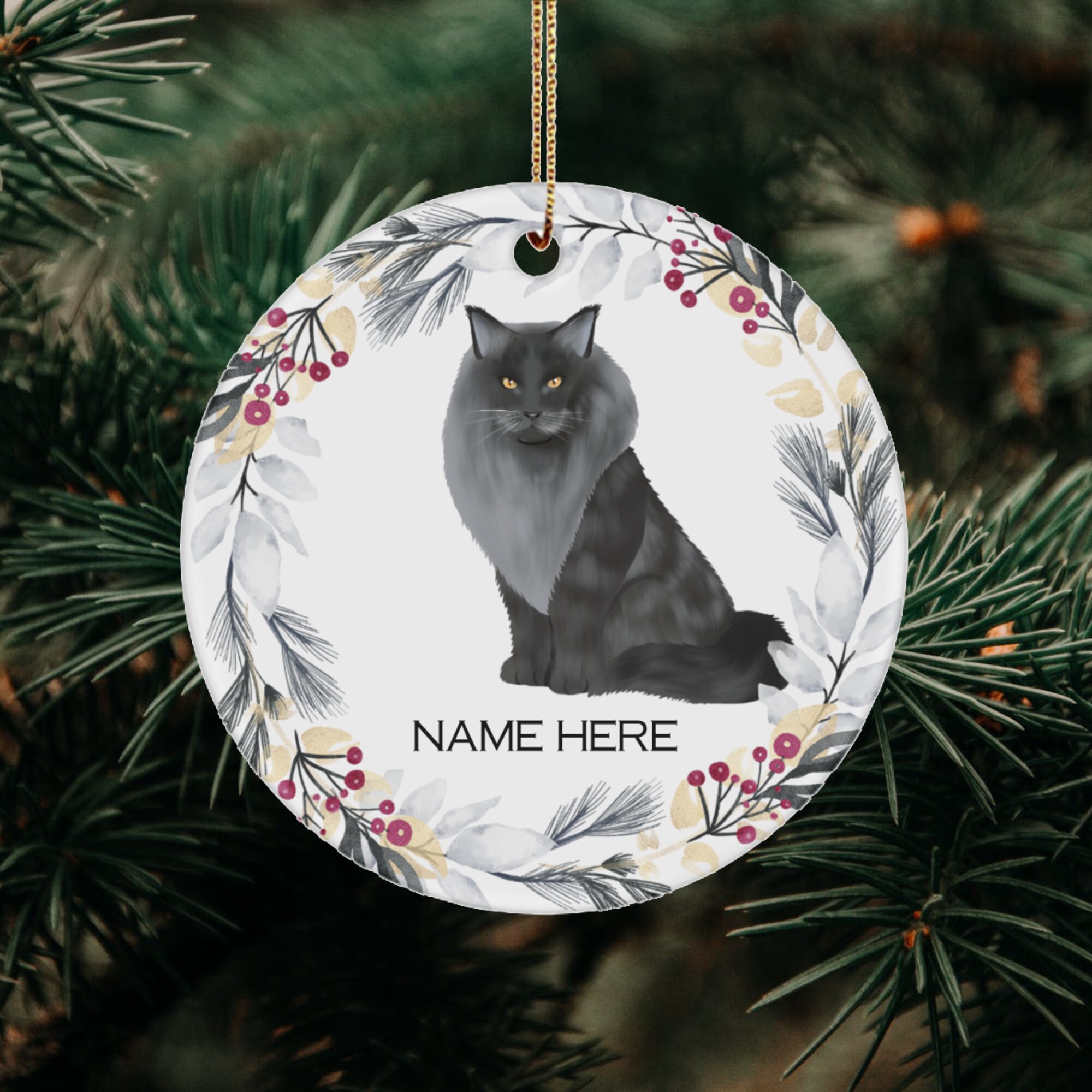 Personalized Cat Ornament Custom Cat Ornament Maine Coon Cat Etsy