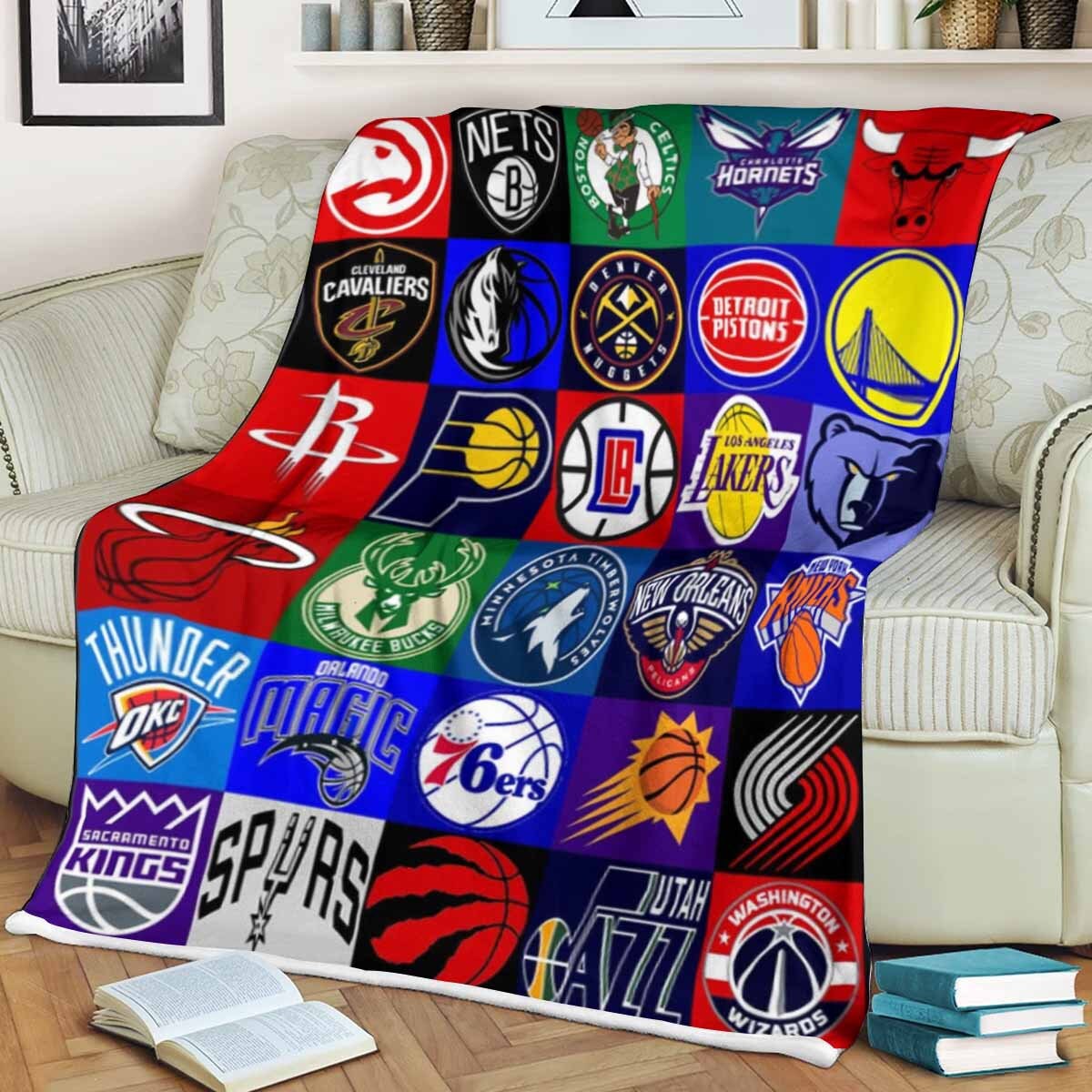 Nba Team Logos Blanket Basketball Team logos Sports Blanket Etsy