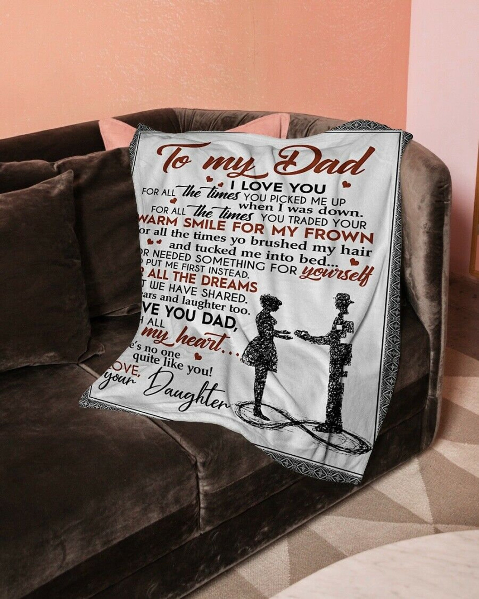To My Dad Blanket Gift For Dad On Father's Day Birthday Etsy