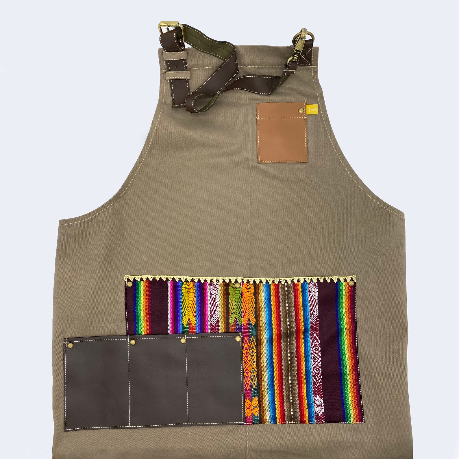 Denim apron with leather straps Etsy