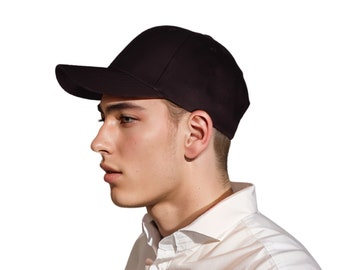 Mystery Black Cotton Fabric Unisex Baseball Cap, Adjustable Cap, 6 Panel Cap, Solid Color Hat, Couple Hat, Trendy all-match Sun Hat