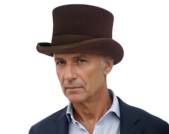 Chestnut Charm: Classic Felt Top Hat for Men & Women - Formal Stovepipe Style, Ideal for Weddings and Races - Crafted with High-Quality Wool