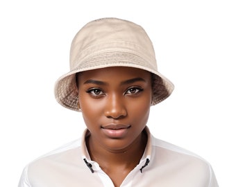 Unisex Washed Cream Bucket Hat | Cotton and Denim Bucket Hat | Festival-Ready Style for All | Hip-Hop Bucket Hat