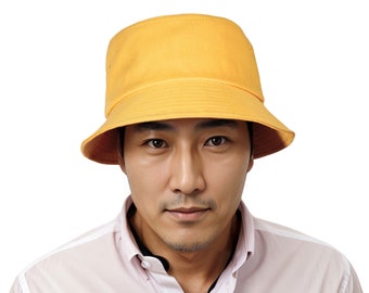 Yellow Cotton Bucket Hat: Stylish and Packable for Hiking, Travel, and Fishing | Men's, Women's, and Unisex Trendy Fashion  Bucket Hat