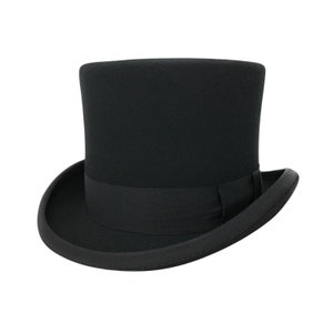 Black Pure 100% Wool Top Hat Classic Styling with Flat Crown and Distinctive Brim, Perfect for Weddings, Races, and Formal Events zdjęcie 10