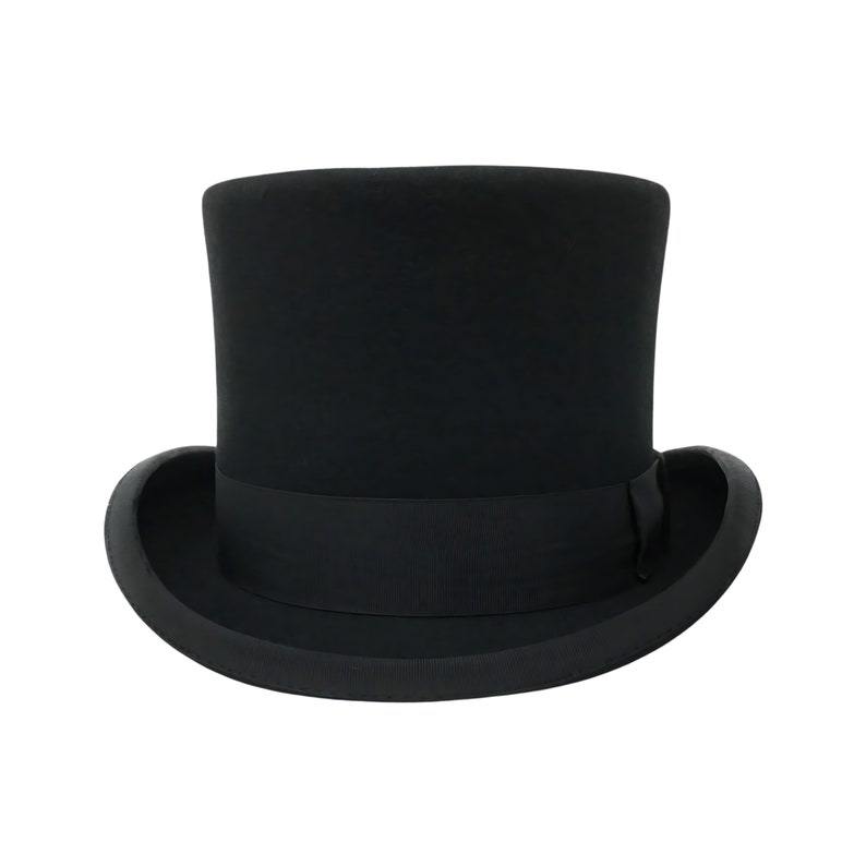 Black Pure 100% Wool Top Hat Classic Styling with Flat Crown and Distinctive Brim, Perfect for Weddings, Races, and Formal Events zdjęcie 9