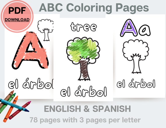 abc coloring pages for kids language worksheet bilingual etsy