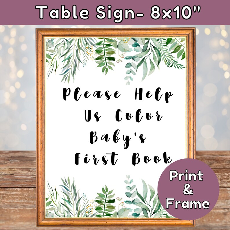 ABC Book Baby Shower Game Greenery Alphabet Coloring Book Etsy