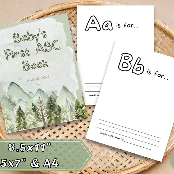 Baby Shower ABC Book, Personalized Winter Baby Shower Activity, Gender Neutral Winter Baby Shower, Printable Newborn Gift, ABC Coloring Book