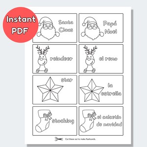 Printable Spanish Christmas Cards Spanish to English Coloring Etsy Printable Spanish Christmas Cards Spanish to English Coloring Etsy