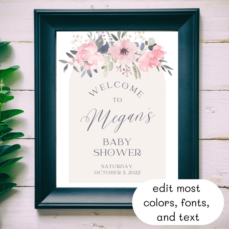 Editable Baby Shower Sign Editable Template Blush Etsy