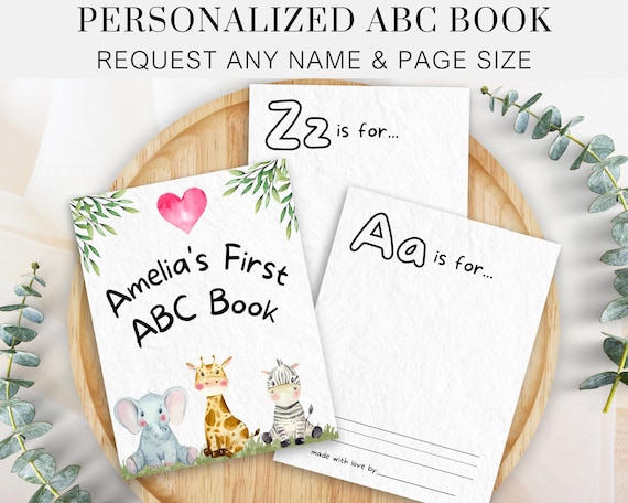 Personalized Baby Alphabet Book, Baby's First ABC Book Shower Games, Baby Shower Guest Book, Blank Printable ABC Coloring Pages, AN3