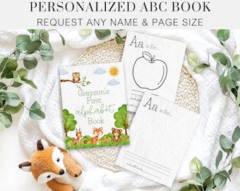 Custom ABC Coloring Book, Woodland Animal Baby Shower Game, Printable Baby Alphabet Book, Baby's First ABC Book, Alphabet Coloring Pages AN4