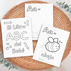 Spanish ABC Coloring Pages, El Primer Libro de ABC del Bebe, Printable Alphabet Coloring Book Activity, ABC Spanish Baby Shower Game pdf