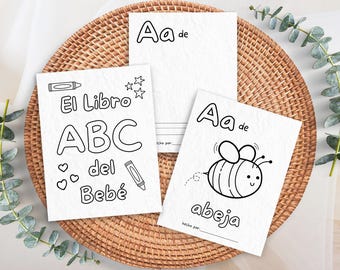 Spanish ABC Coloring Pages, El Primer Libro de ABC del Bebe, Printable Alphabet Coloring Book Activity, ABC Spanish Baby Shower Game pdf
